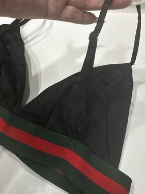 Green And Red Striped Black
Bralette Bikini Top Bra Size Small